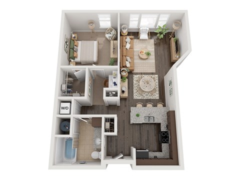 Floor plan for 1 bed, 1 bath, 815 sqft